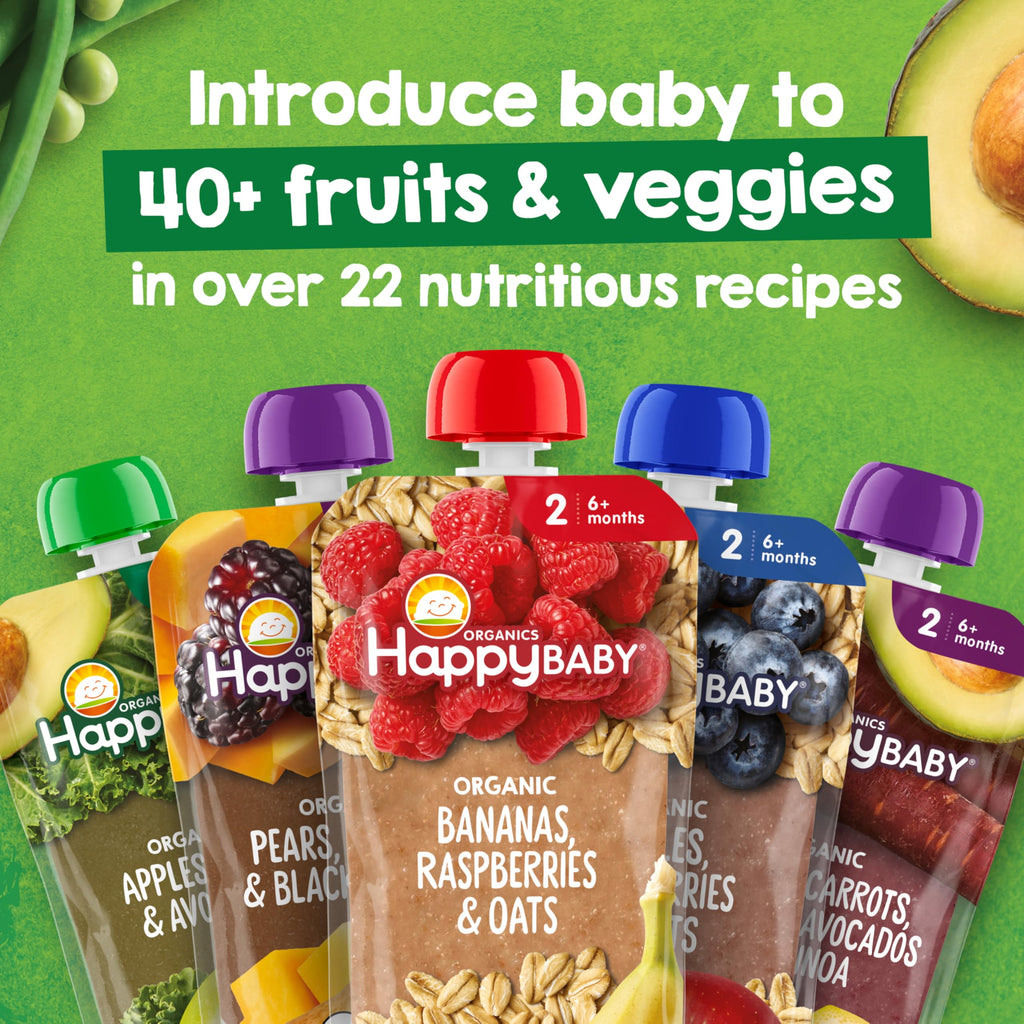 HAPPY BABY Clearly Crafted, Stage 2, Fruit & Veggie Variety Pack, 4oz (10)