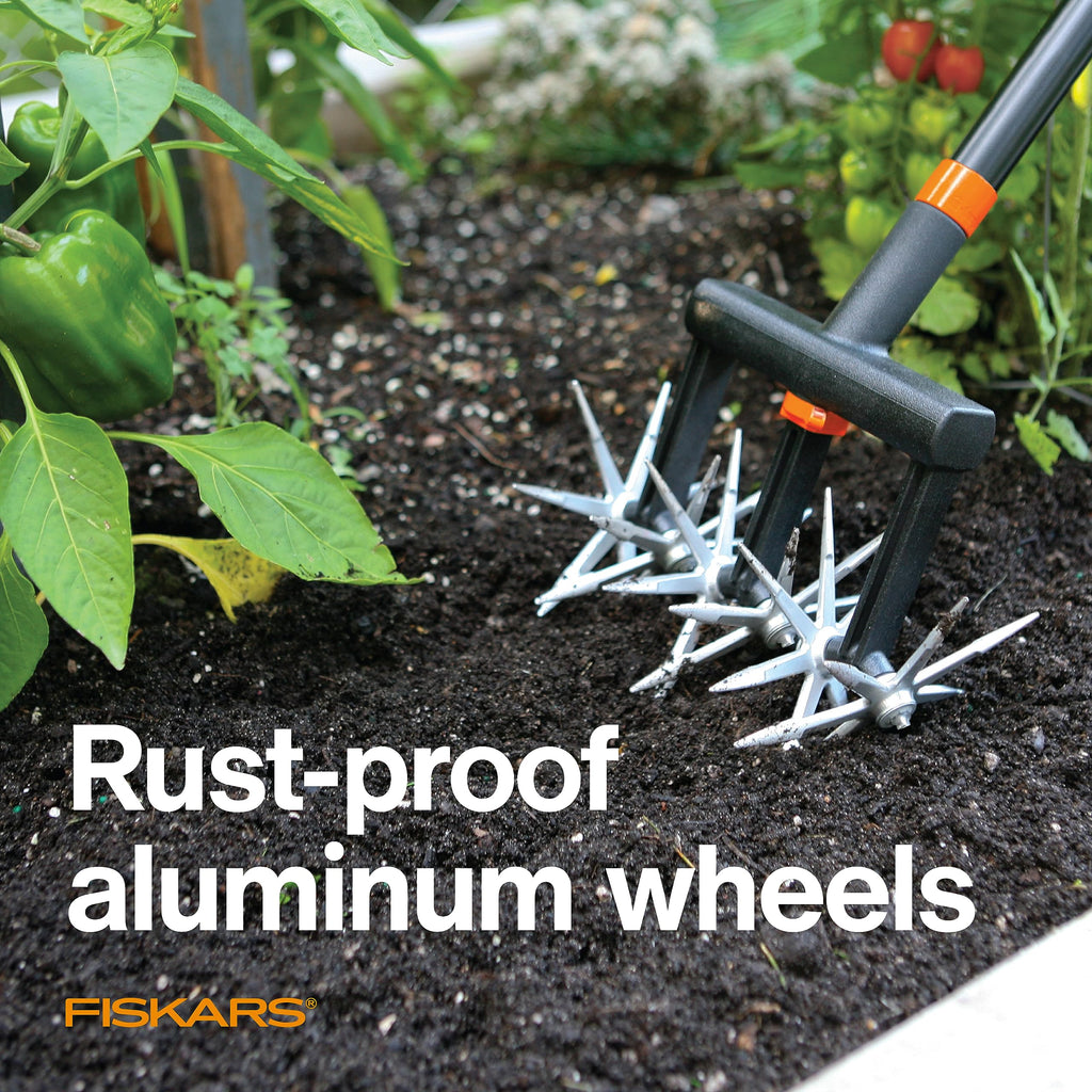 Fiskars 40"-60" Extendable Rotary Tiller Cultivator for Garden & Lawn Care