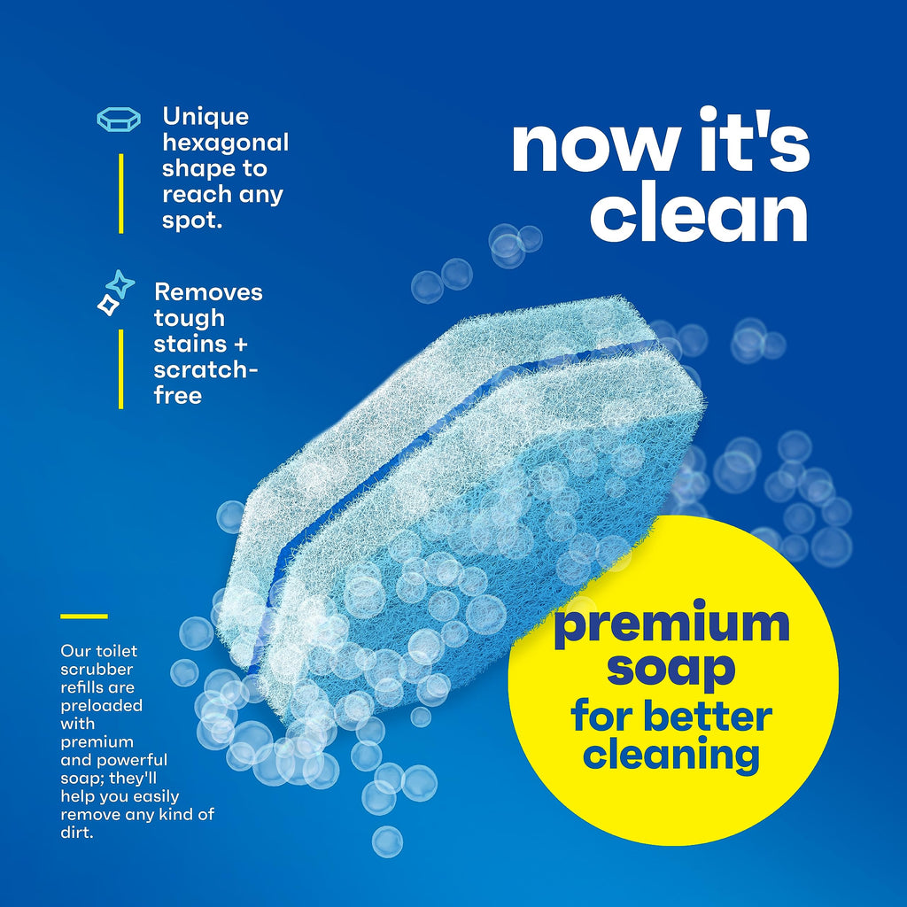 CleanGenius Disposable Prefilled Toilet Cleaning Scrubbers, 30 Count