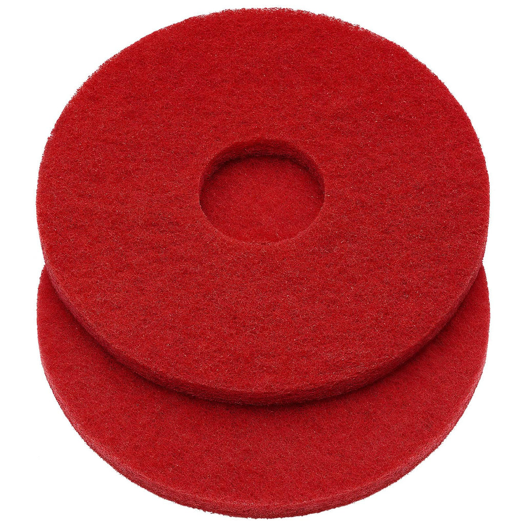 Teenyyou 2 Pcs 12" Red Scrubbing Pads Commercial Cleaning Orbiter Pads-Maintenance Non Woven for Floor Buffer Machine