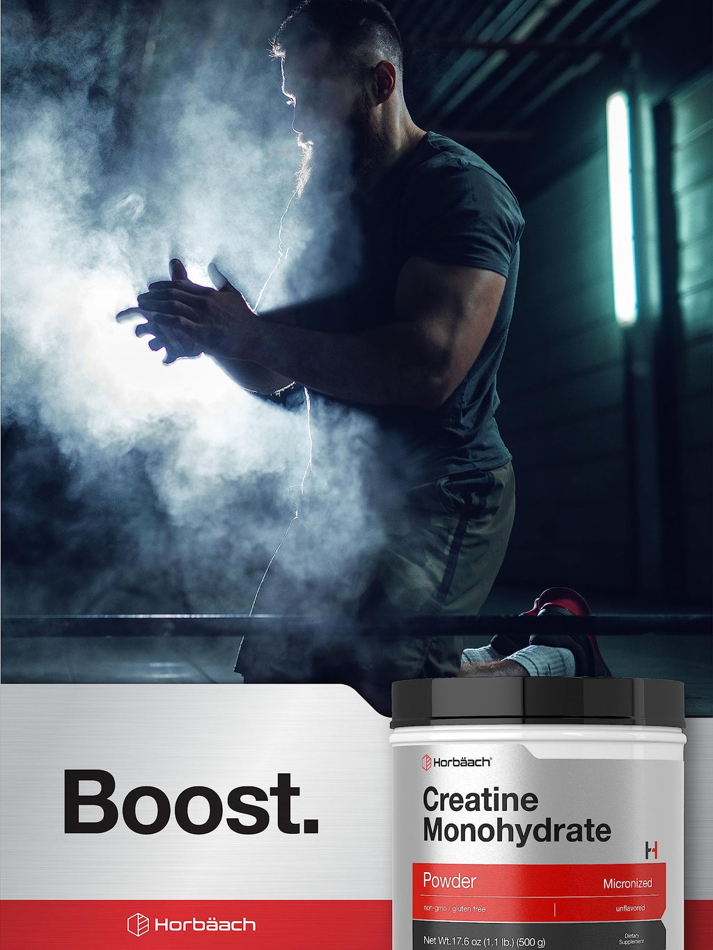 Horbäach Creatine Monohydrate Powder | 1.1lb (17.6 oz) | Micronized and Unflavored | Vegetarian, Non-GMO, and Gluten Free Supplement