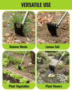 WORKPRO Weed Puller Tool with Long Handle, 2-in-1 Garden Hoe & Weed Rake