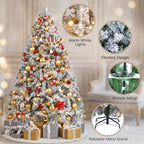 Yaheetech 6ft Pre-Lit Snow Flocked Artificial Christmas Tree, 250 Lights