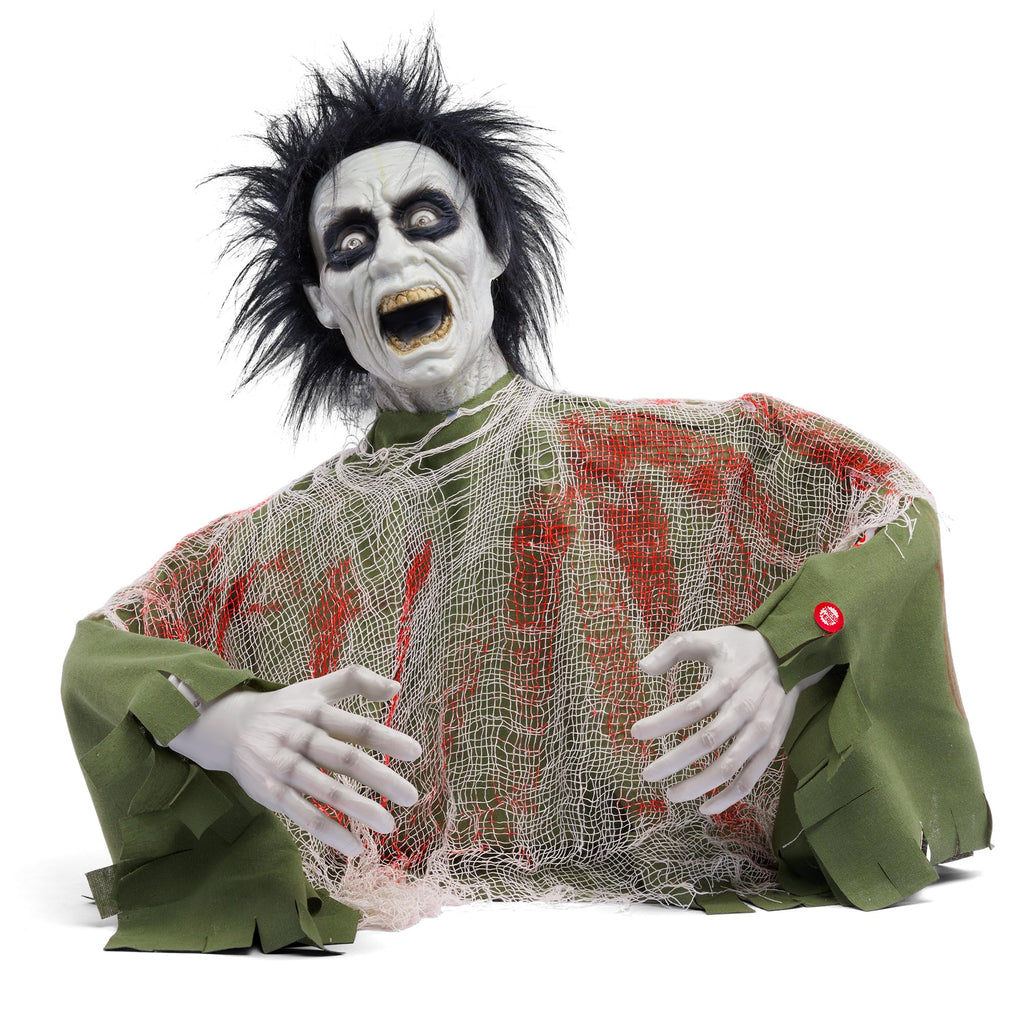 JOYIN Halloween Outdoor Decoration Zombie Groundbreaker, Animatronics Zombie Props Halloween Outside Decor, Animated Groundbreaker with Sound & Glowing Eyes for Graveyard Lawn Yard Haunted House Decor