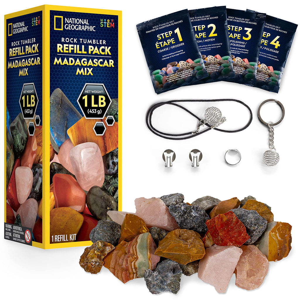 National Geographic Rock Tumbler Refill Kit 1 Lb. Madagascar Rocks & Accessories