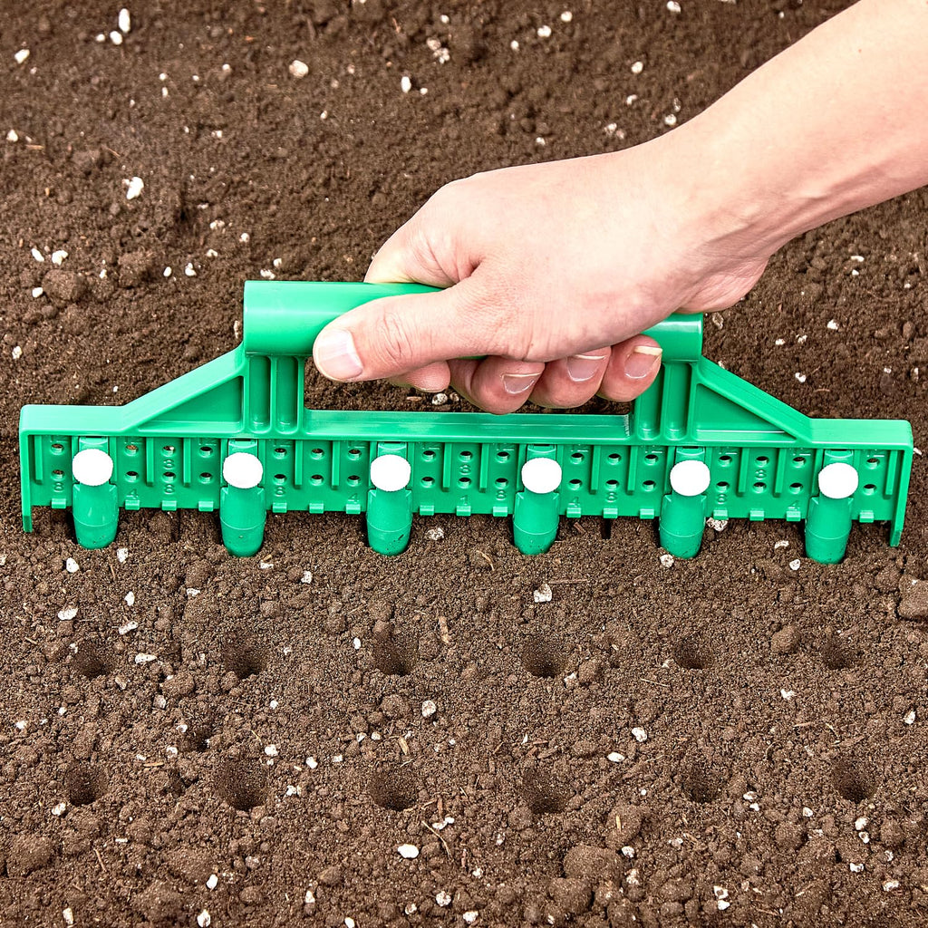 HHTHH Seed Dibber, Multifunctional Seed Spacer Tool, Seed-in Soil Digger Garden Spacer aid for Planting Seeds Laying Out ideally Spaced Rows (Green)