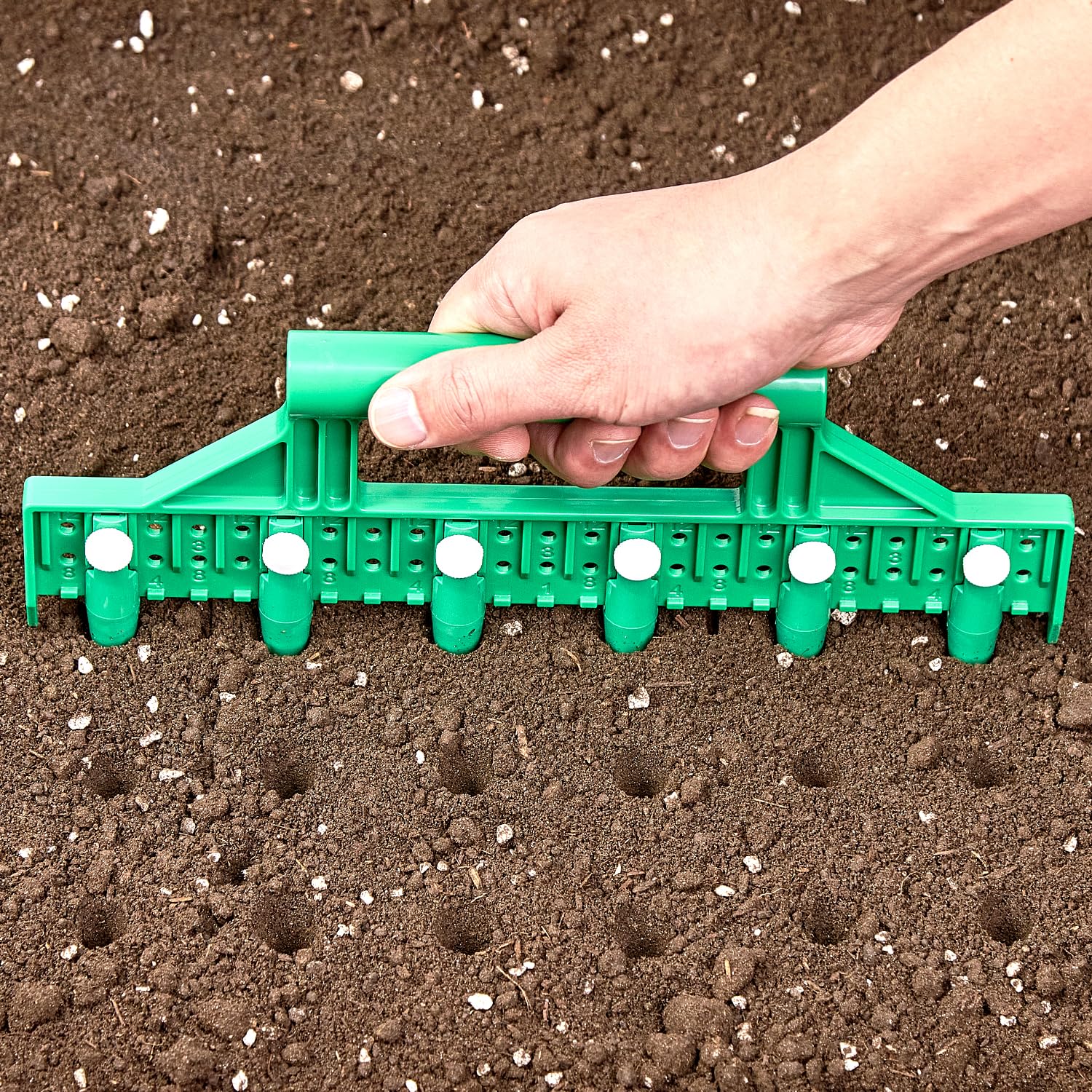 HHTHH Seed Dibber, Multifunctional Seed Spacer Tool, Seed-in Soil Digger Garden Spacer aid for Planting Seeds Laying Out ideally Spaced Rows (Green)