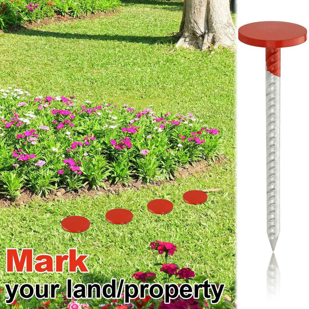 Otoolling 8 Pack 12 Inch Survey Marker Stakes Galvanized Rebar 1.35 lb Heavy Duty Hi Vis Property Line Marker Post for Paver Garden Lawn Landscape Edging Weed Barriers (Orange)
