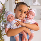 Berenguer Boutique 30050 TWINS- 15” Soft Body Baby Dolls - 12 Piece Gift Set with Open/Close Eyes- Perfect for Children 2+