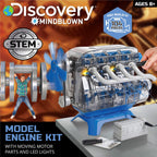 Discovery #MINDBLOWN Model Engine Building Kit, DIY 4-Cylinder Combustion Engine, Working Pistons Fan Valves Belts LED Lights, STEM Mechanic Engineering Construction Experiment Set, Kids & Adults Gift