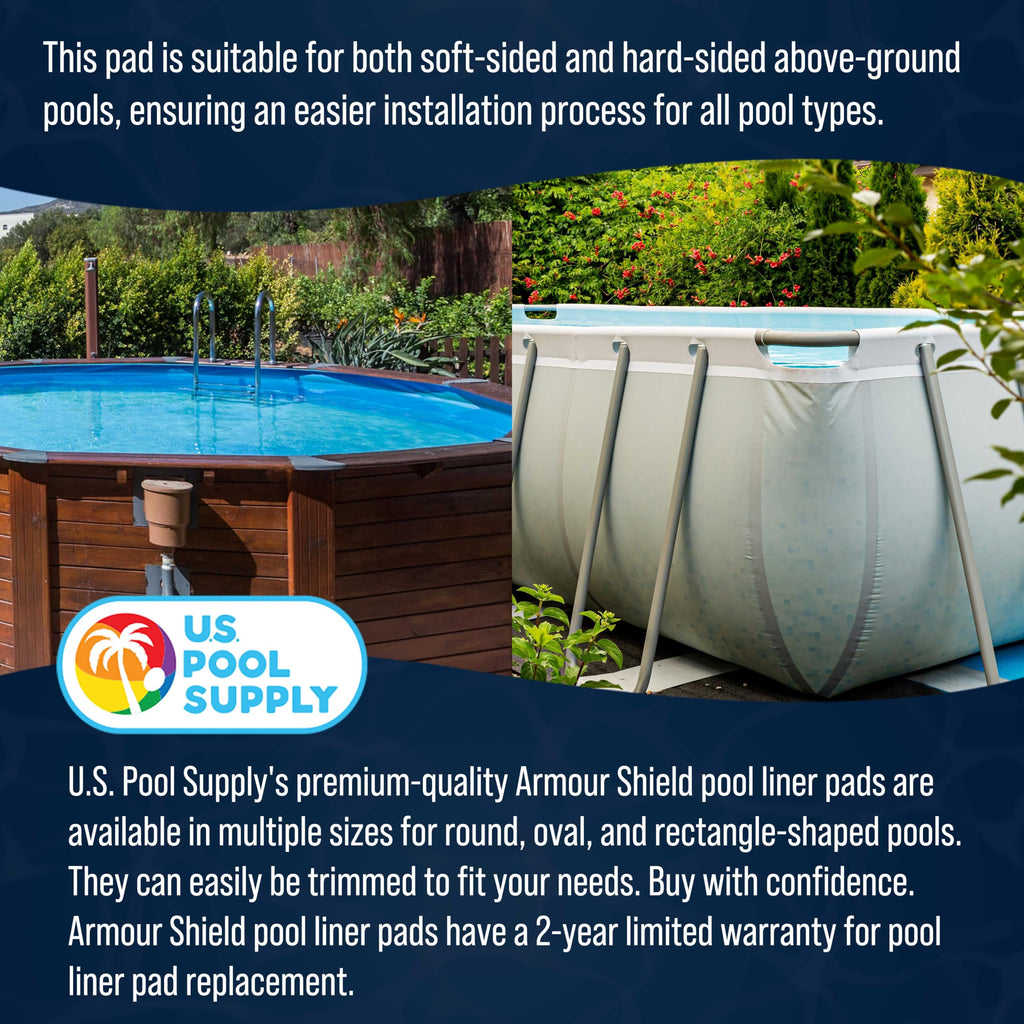 U.S. Pool Supply Ground Shield 16-Foot x 32-Foot Rectangle Heavy Duty Pool Liner Pad for Above Ground Swimming Pools - Protects Pool Liner, Prevents Punctures, Eco-Friendly Fabric - Extends Liner Life