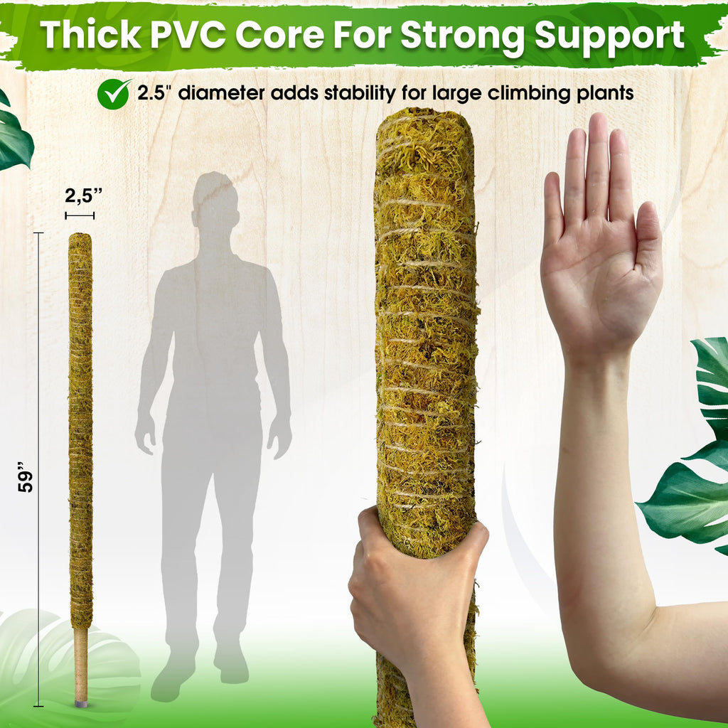 DUSPRO 59" Natural Large Moss Pole for Big & Mature Plants, (1pc., 59'')