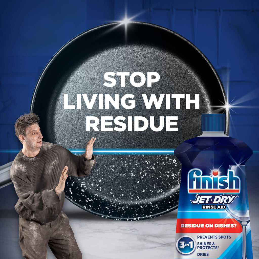 Finish Jet-Dry Dishwasher Rinse Aid, Compatible with Dishwasher Detergent, Prevents Spots & Residues, Dries, Shine & Protects, 23 oz, 225 Washes. (Pack of 3)