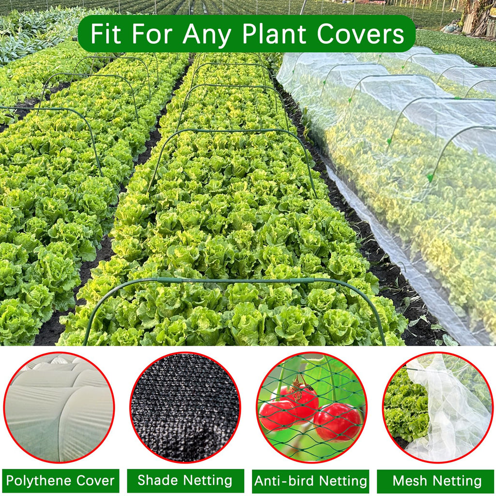 10 Sets Greenhouse Hoops Grow Tunnel-41.3" W x 31.5" H with 30 PCS Clamps,DIY Garden Hoop Plastic Rustproof Support Frame Garden Hoop Stakes for Plants Fruits Vegetables Raised Garden Beds Row Cover