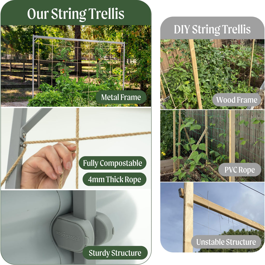 Vego Garden 8.0ft Long Tomato Metal Frame Trellis, Garden Trellis for Climbing Plants Like Cucumber Beans Tomatoes & Vines, (Garden Beds Not Included)