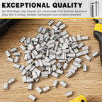 Yaocom 1000 Pcs 1/16" Aluminum Crimping Loop Sleeve Cable Crimp Ferrules Wire Rope Sleeves for Diameter Wire Rope and Cable Line Ends