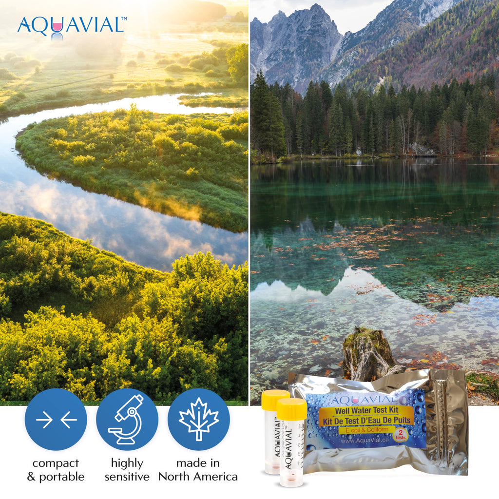 AquaVial Water Testing Kit 2 Pack - E Coli and Coliform Test for Drinking, Pool, Pond, Lake, Well Quality - Bacteria Tester