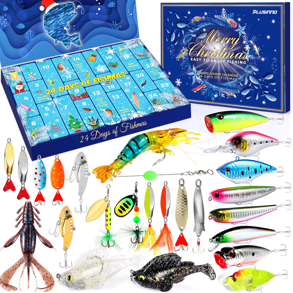 PLUSINNO Fishing Advent Calendar 2026 Adult, 24 Day Fishing Lures Gift