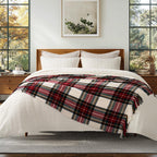 EverGrace Chenille Christmas Throw Blanket, 50"x60", White Stewart Plaid