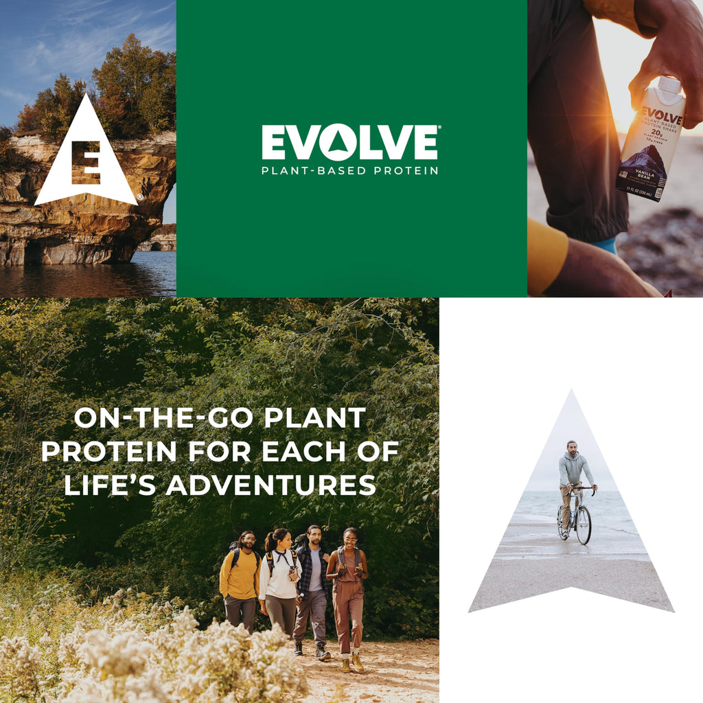 Evolve Plant Based Protein Shake, Double Chocolate, 20g Vegan Protein, Dairy Free, No Artificial Sweeteners, Non-GMO, 10g Fiber, 11 Fl Oz (Pack of 12) - (Formula May Vary)