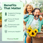 Vegan Multivitamin for Men and Women with Vitamins, Chelated Minerals, Vitamin D, B12, C, A & Zinc for Energy, Focus and Immune Health – Premium Womens and Mens Multivitamins & Multiminerals – 90 Tabs