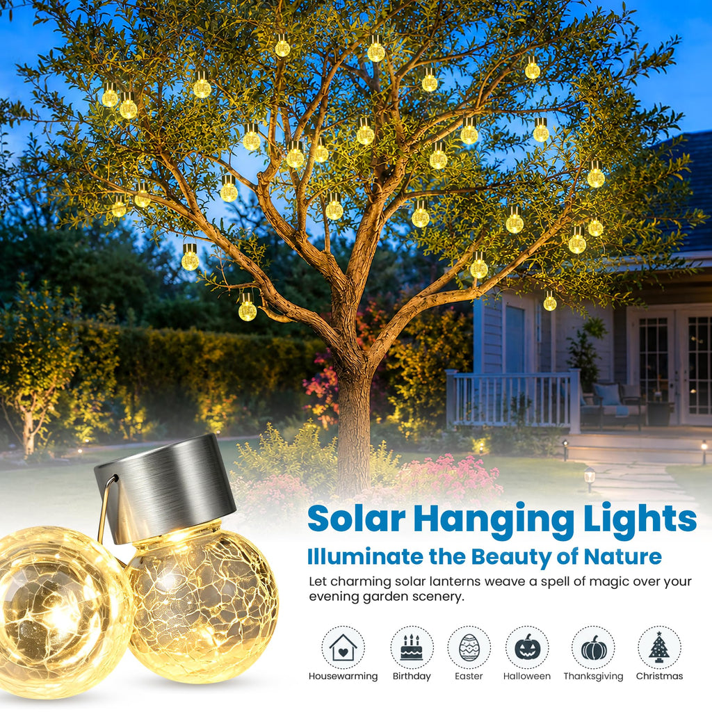 SOLPEX Hanging Solar Lights for Outside Garden Solar Hanging Lanterns 8 Pc