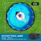 Above Ground Pool Liner Pad, 15' Foot Round, Pre-Cut Heavy Duty Outdoor Pool Pads for Above Ground Pools, Black Swimming Pool Liners for Padding and Protection, Thick Pool Mats to Prevent Punctures
