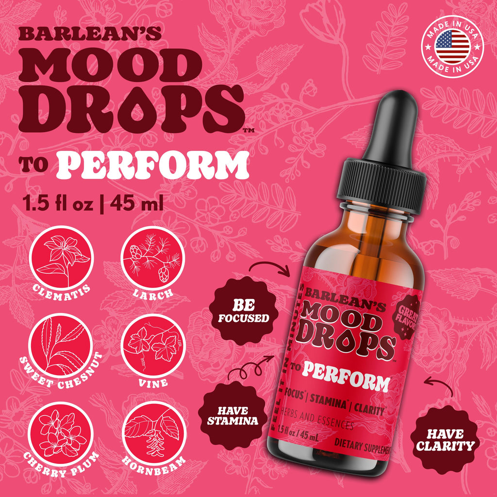 Barlean's Mood Booster Supplement, Perform L Theanine and Shilajit Liquid Drop Supplements for Men and Women, Adaptogen Herbs Drops, 1.5 oz