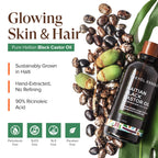 Kreyol Essence - Haitian Black Castor Oil for Skin and Hair, Glass Bottle - Cold Pressed Castor Oil, Fuller-Looking Hair, Hexane Free, Natural Humectant | 3.4 Fl Oz | Rosemary Peppermint