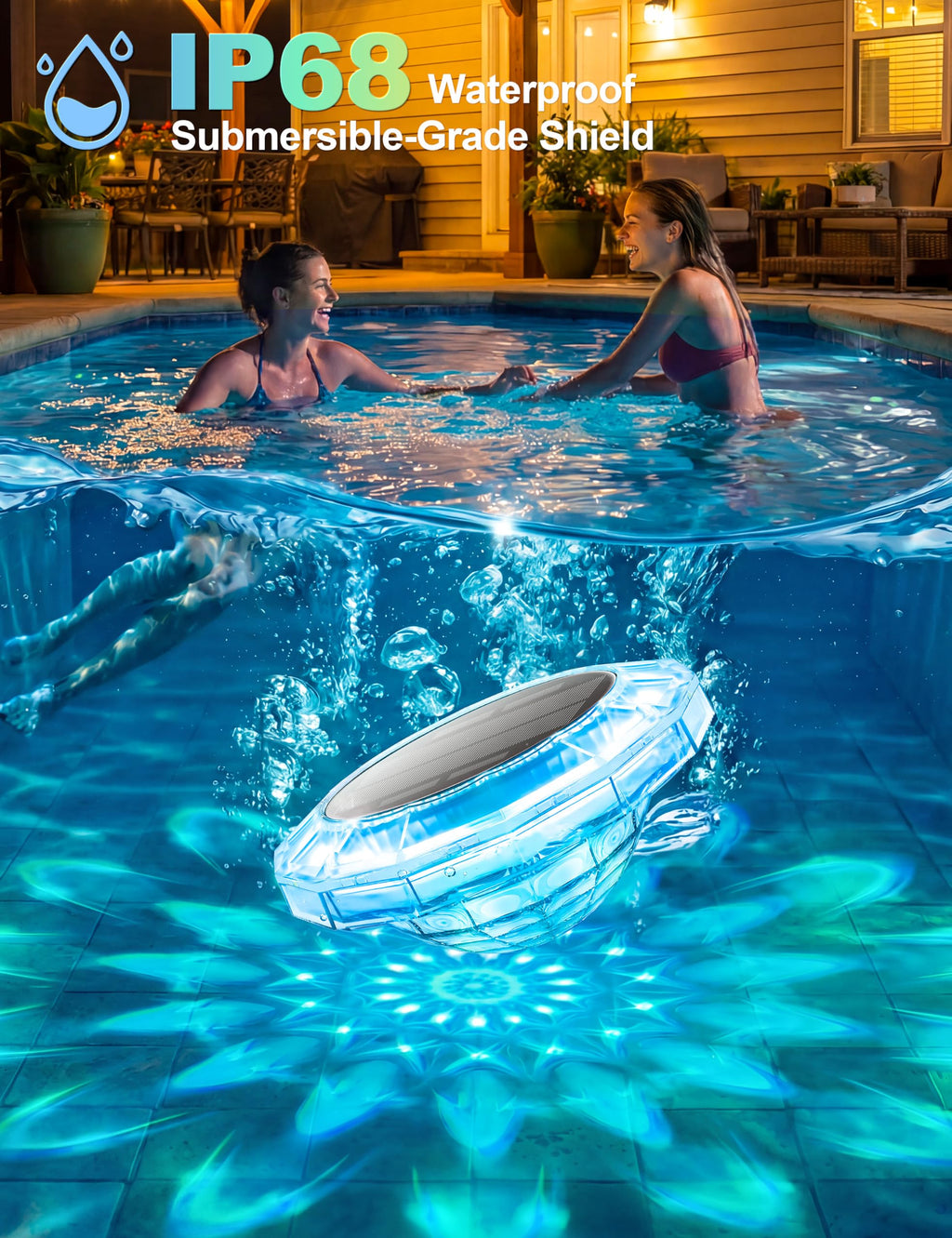 APONUO Solar Pool Lights, IP68 Waterproof Floating Pool Lights with Remote& Button Control, 9 Lighting Colors& 3 Modes Pool Solar Light, Timer&Memory, Floating Light for Pool, Party, Bathtub (2 Pack)