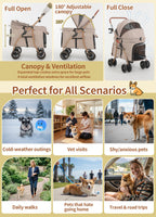 MILA&LOUIS Low-Profile Large Space Pet Stroller for Medium & Small Dogs, Suitable for Multi-Pet and Senior Dogs, 55lbs Max Load, 360° Swivel Front Wheels, One-Touch Foldable Design with Rear Brake