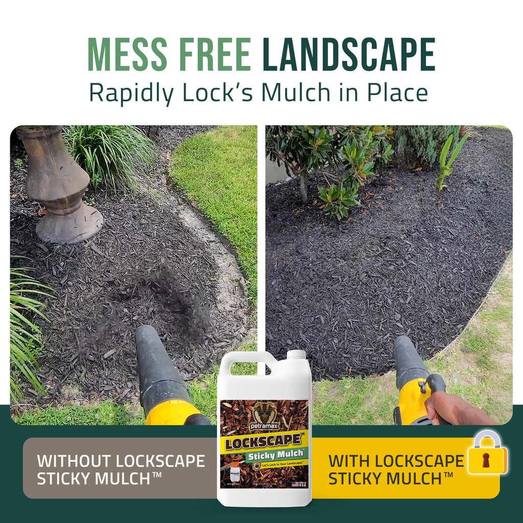 Lockscape Sticky Mulch Glue for Landscaping (2.5G x 2) - Lasts Up to 2 Years, Non-Toxic, Ultra Concentrated Landscape Binder - Strong Mulch and Rock Glue for Landscaping Pea Gravel, Pine Straw & More