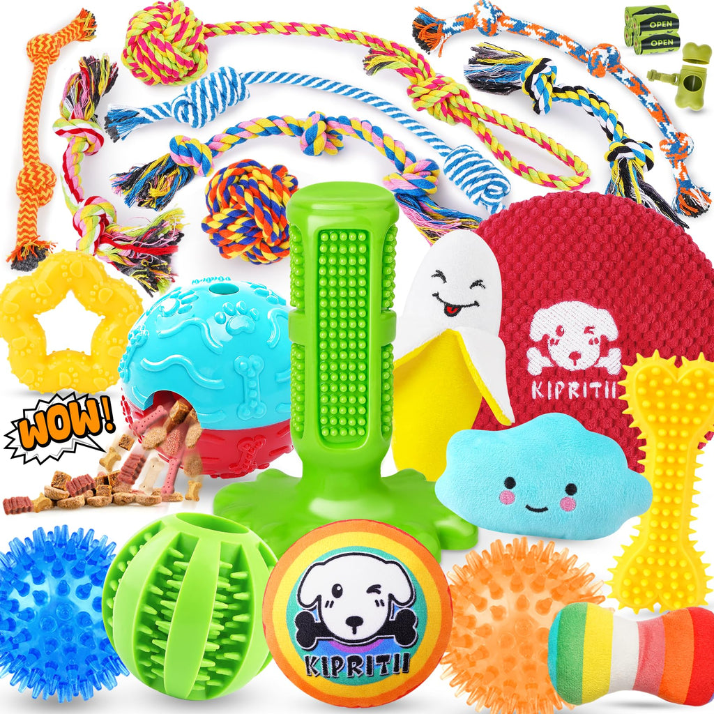 KIPRITII 25 Pack Various Dog/Puppy Toys Set for Small & Medium Dogs