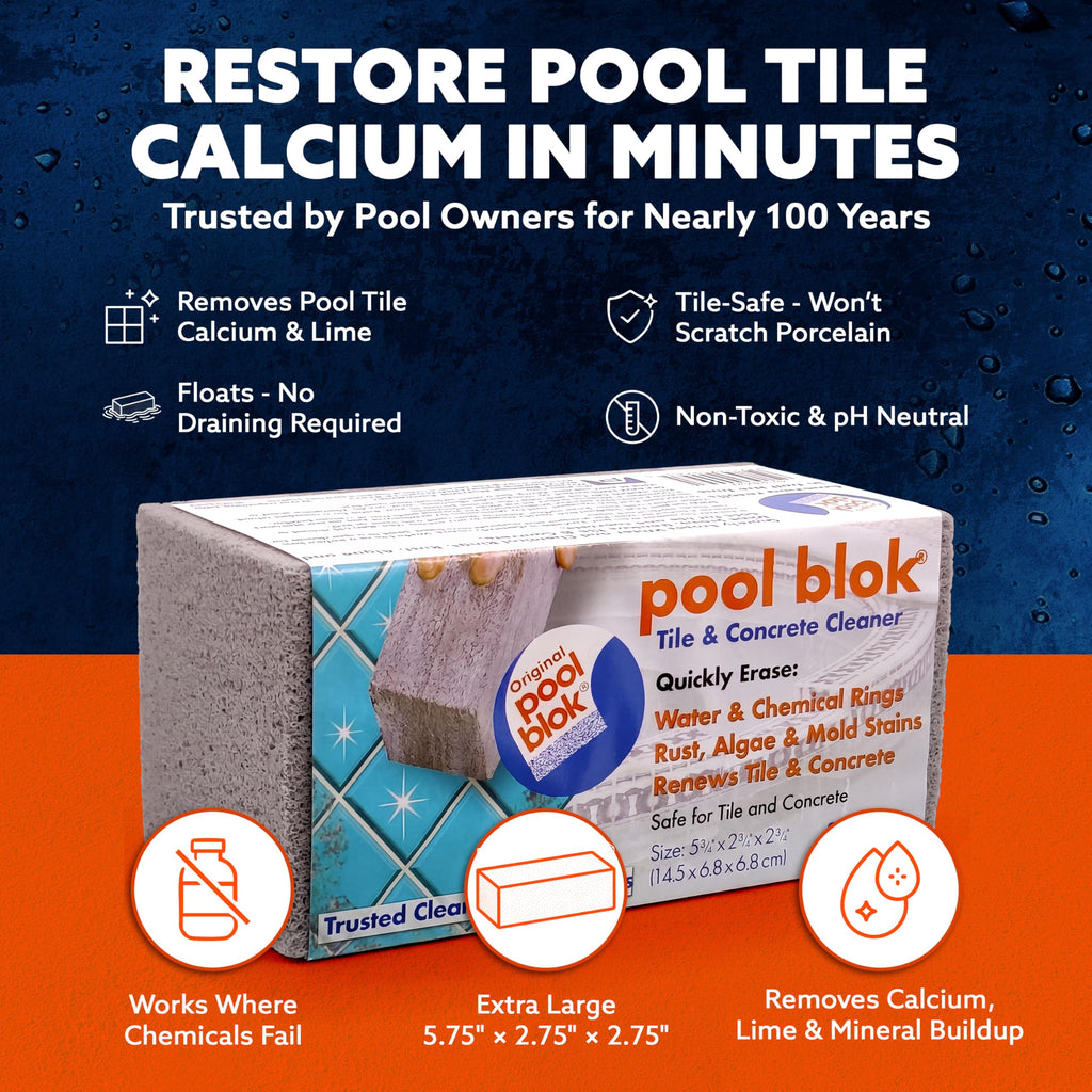 Pumie 2-Pack Pumice Stone for Pool Tile Cleaning - Calcium Remover for Tile & Plaster Stain - Cleaner for Calcium Build Up - Grout & Concrete Scouring - Pool Blok PB-12-5.75x2.87x2.87