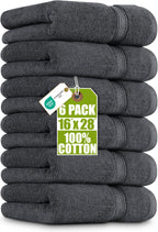 Utopia Towels 6 Pack Premium Hand Towels, 16x28 In, 600 GSM Cotton, Grey