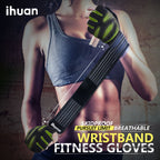 ihuan Ventilated Weight Lifting Gym Workout Gloves with Wrist Wrap Support for Men & Women, Full Palm Protection, for Weightlifting, Training, Fitness, Hanging, Pull ups (Dark Green, XS)
