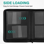 Toploader Binder, Holds 160 Toploaders, 100 Toploaders Included, 4-Pocket PU Cover Top Loader Binder for 3" x 4" Rigid Toploaders, Ringless Double-Sided Toploader Card Binder for TCG, Sport Cards