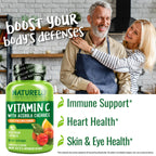 NATURELO Vitamin C with Organic Acerola Cherry Extract and Citrus Bioflavonoids - Vegan Supplement - Immune Support - 500 mg VIT C per Cap - Non-GMO - 90 Capsules