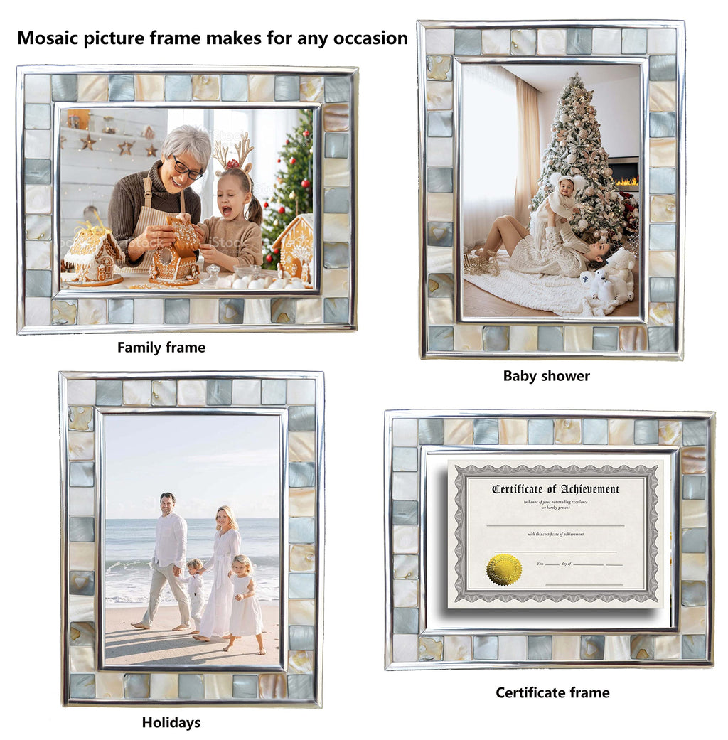 GIFTME 5 Mother of Pearl Picture Frame 5x7, Grey+White, 1pc