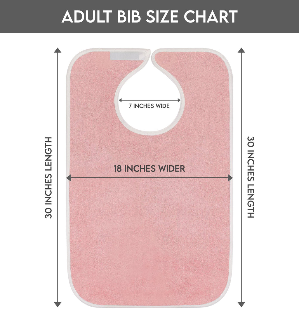 Utopia Towels 3 Pack Premium Unisex Adult Bibs for Elderly Women Men, Waterproof Bib for Eating, Adjustable and Washable (Pink)