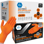 MED PRIDE Maxx Strength Nitrile Industrial 8 Mil Thick 1000 Gloves/Medium - Diamond Texture Disposable Safety- Heavy-Duty, Tear-Resistant Mechanic Automotive Food Handling Gloves- Orange