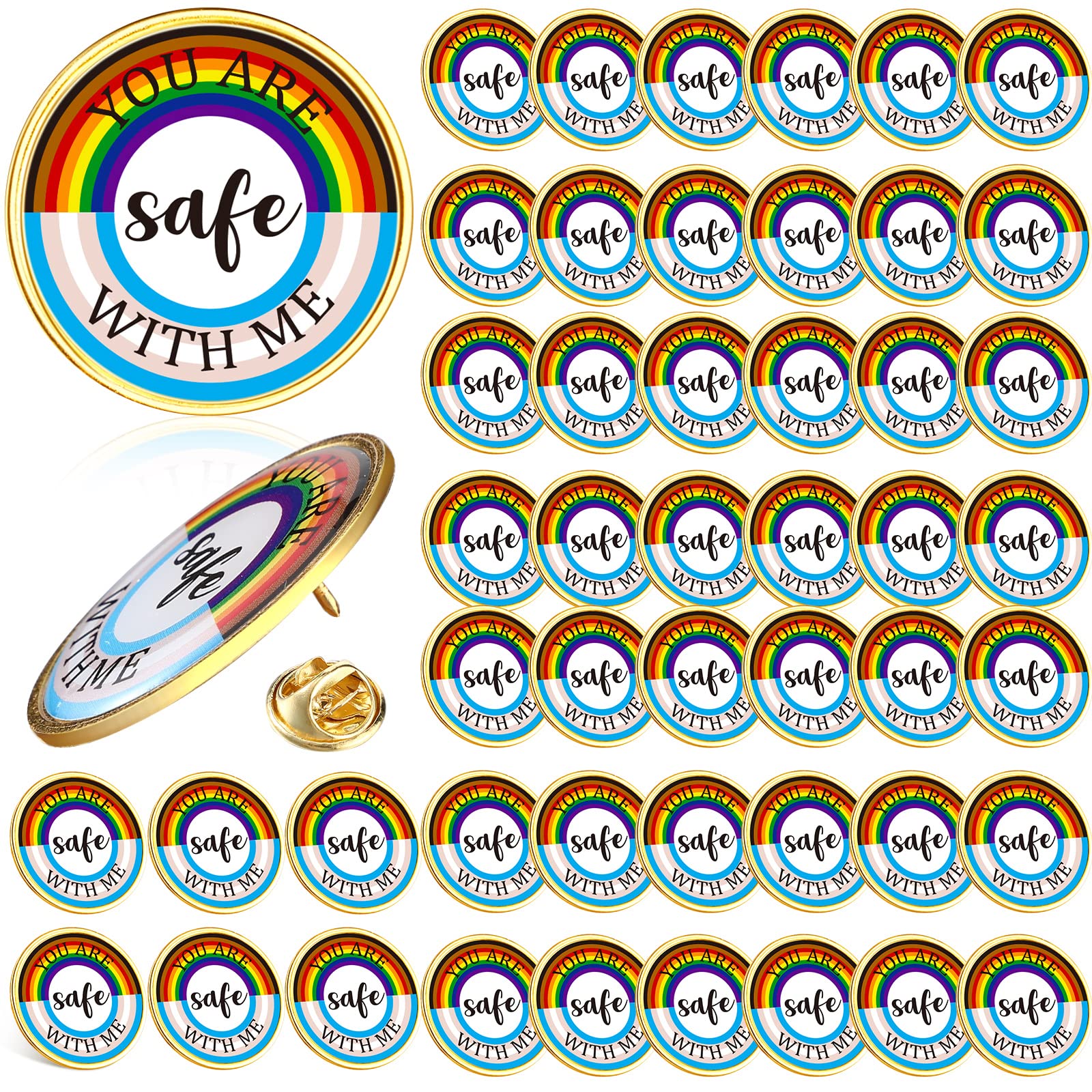 Junkin You Are Safe with Me Enamel Pins Rainbow Lapel Pride Pins Lgbtq Supports Badge Pride Accessories Cute Brooch(200 Pcs)