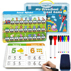 Handwriting Practice Book for kids, Toddlers Preschool Learning Activity 40 Pages Autism Educational Montessori Toys Learn Number Letters Shapes Animal & Sight Words Workbook with 8 Dry Erase Markers