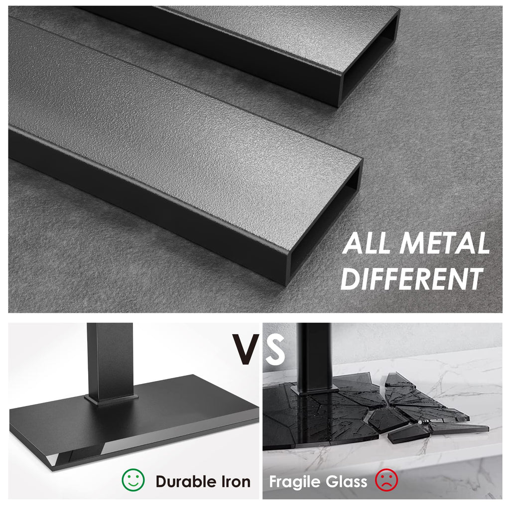 FITUEYES Iron Base Universal Floor TV Stand with Swivel Mount Space Saving for 50-85 Inch LED LCD Plasma Flat or Curved Screen TVs Height Adjustable Cable Management