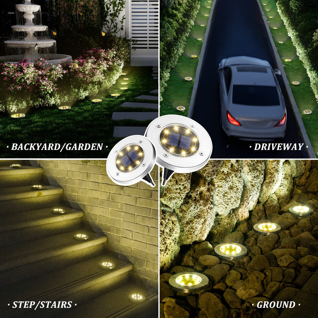 SOLPEX Solar Lights Outdoor Waterproof, 12 Pack Solar Ground Lights, Solar Garden Lights Landscape Lighting for Pathway Driveway Patio Backyard Walkway (Warm White)