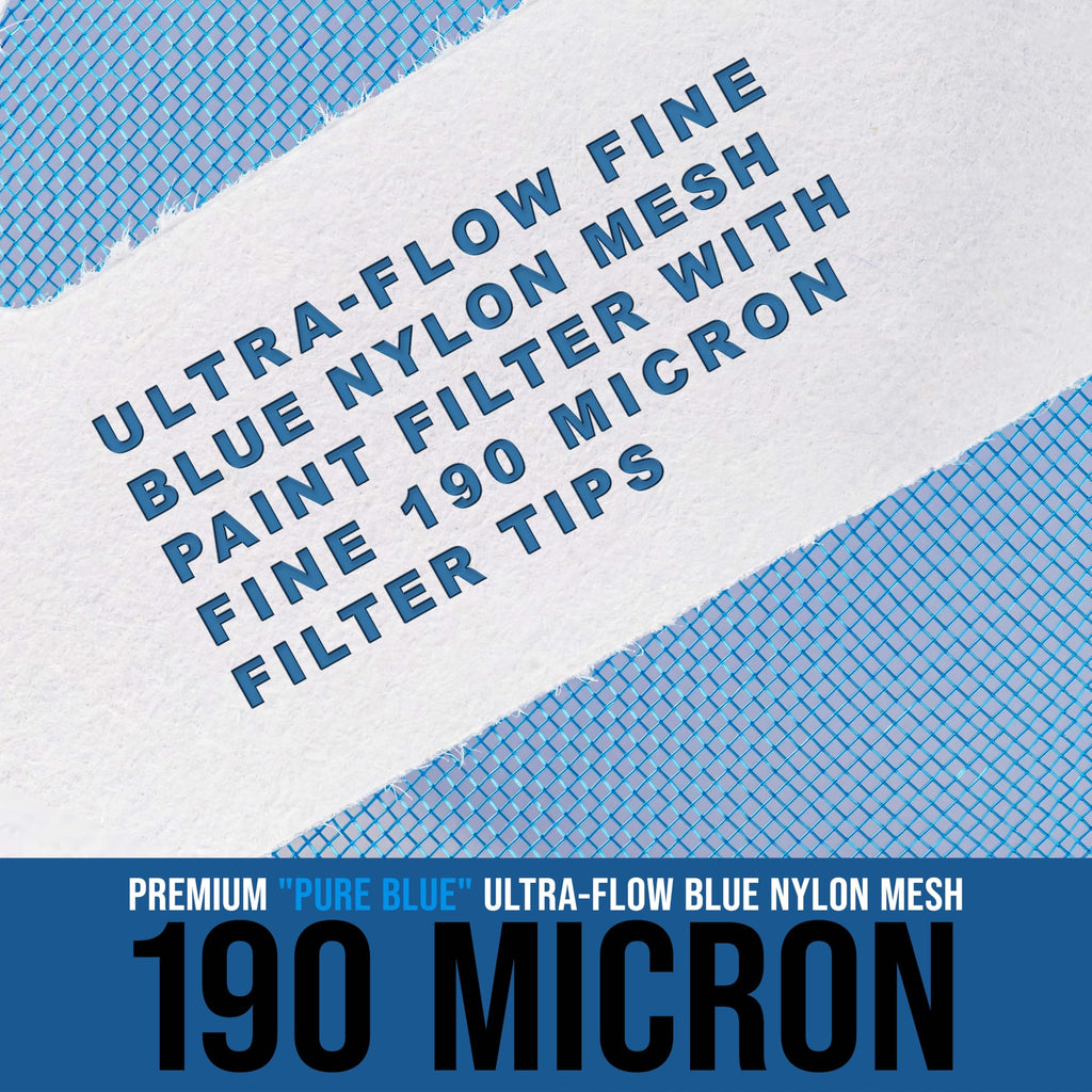 TCP Global 500 Pack of Paint Strainers with Fine 190 Micron Filter Tips - Premium "Pure Blue" Ultra-Flow Blue Nylon Mesh - Cone Paint Filter Screen