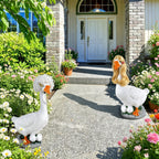 Tawd 4 Pcs Porch Goose Wigs for 17/23" Statues, Braided Lawn Goose Costume with Secure Clips for Outdoor Garden Patio Yard Decoration