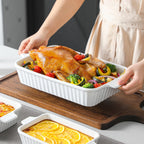 MALACASA Casserole Dishes for Oven, Ceramic Baking Dishes Set of 4, White