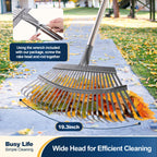 Yocada 19.3" Garden Leaf Rake Wide Heavy Duty (25 Tines) 68.9"