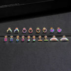 Pack of Titanium Geometry Screw Back Earrings Hypoallergenic for Sensitive Ears, Stainless Steel, No Gemstone